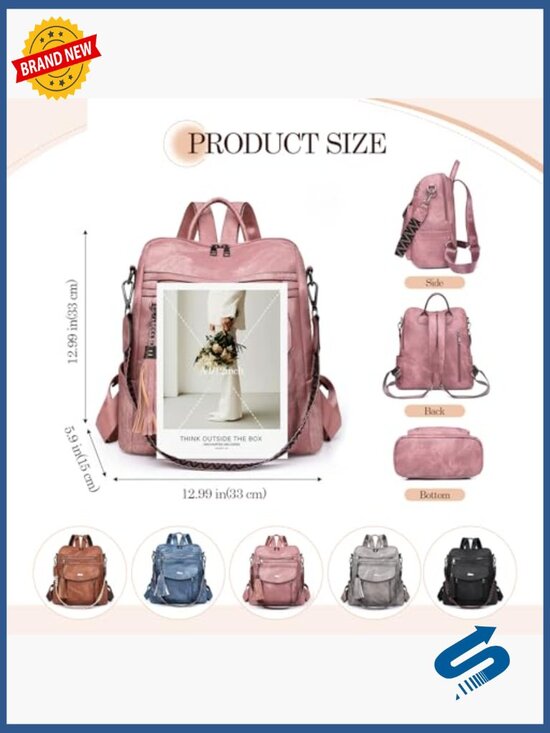 Faux Leather Backpack Purse Convertible Handbag Shoulder Bag Travel Work main image 6